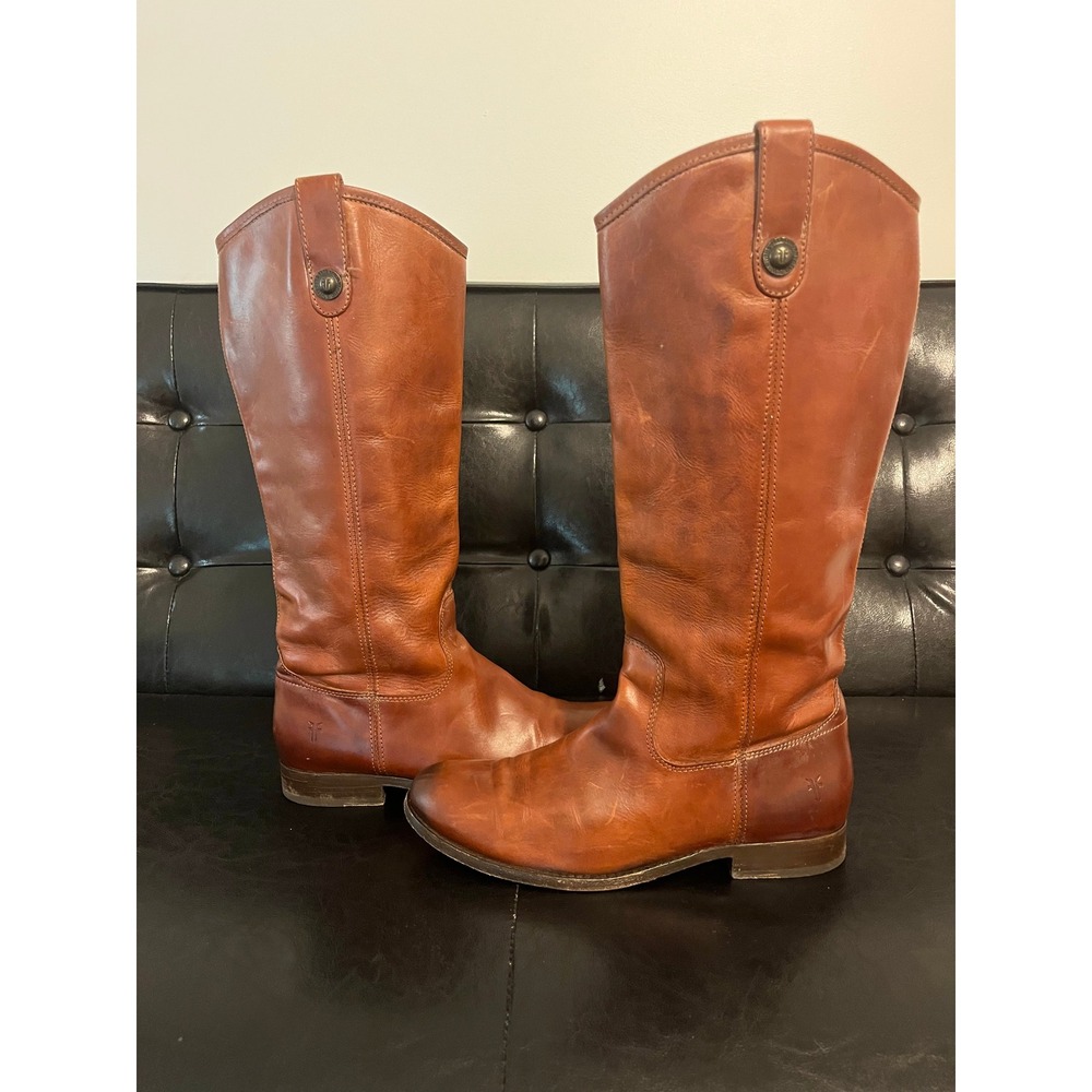 Frye Melissa Button Cognac Leather Tall Riding Boots